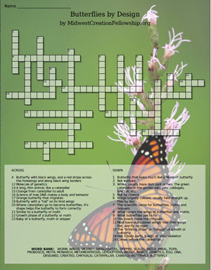 Crossword "Butterflies by Design" - click to download printable PDF