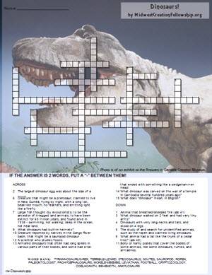 Crossword "Dinosaurs" - click to download printable PDF