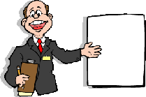 Cartoon image of a presenter